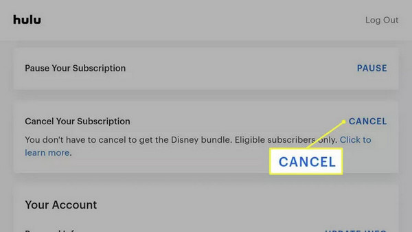 cancel hulu on android