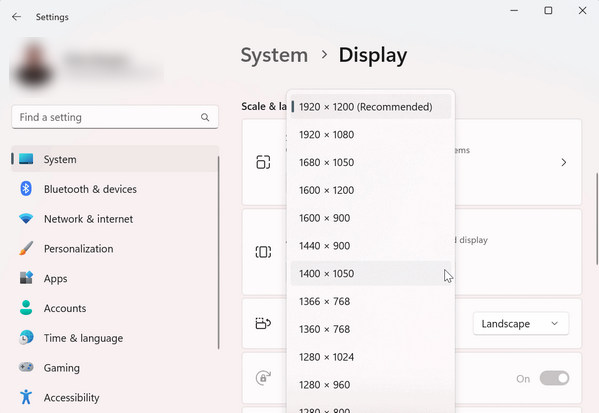 change display resolution