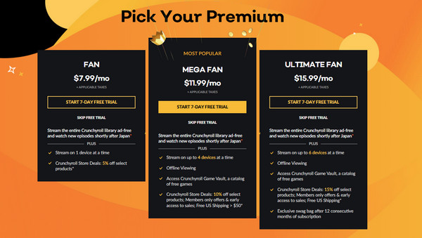 Crunchyroll Subscription Plans