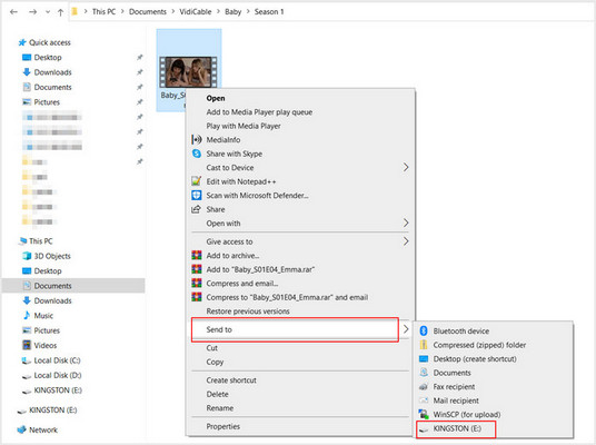 move video to usb