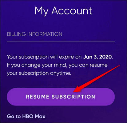 resume subscription