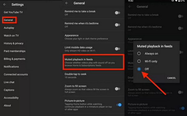 turn off muted playback on youtube app to fix autoplay not working