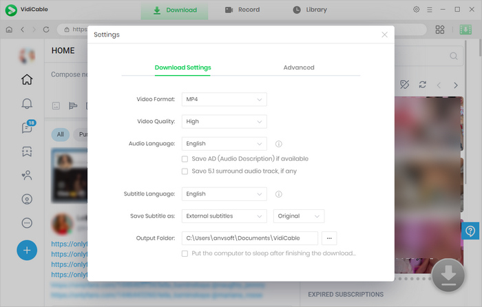 access settings window